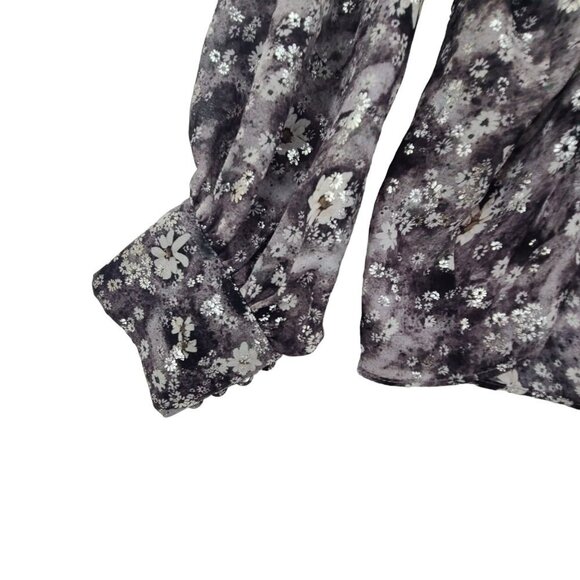 The Kooples Paris Women's Long Sleeve Button Down Floral Ruffle Blouse Size M - Picture 3 of 15